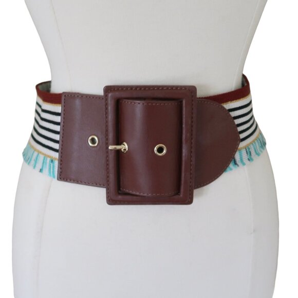 MISSONI wide striped stretch belt sz S main image 5